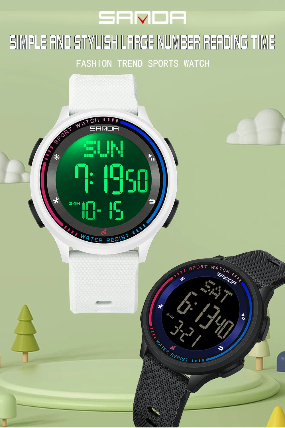 Reloj Digital SANDA 6158 para Niños y Adolescentes, Deportivo Impermeable
