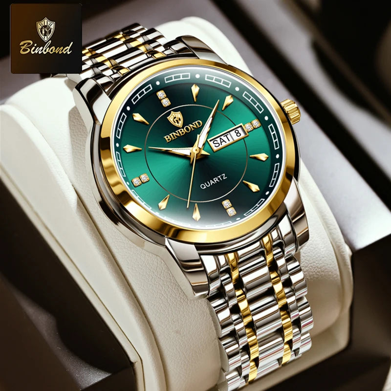 Reloj de Cuarzo BINBOND para Hombre de Negocios, Luminoso, Resistente al Agua