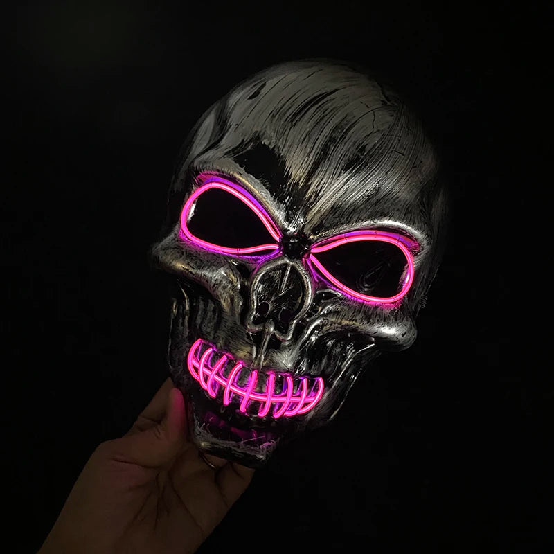 Máscara de calavera malvada, mascarada de Carnaval de Halloween, Casa Encantada, decoración aterradora, esqueleto de Cosplay, Fiesta Temática aterradora, máscara iluminada