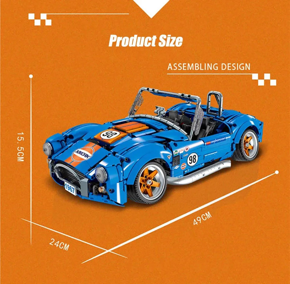 1816 Piezas de Bloques de Construcción Técnicos del Coche de Carreras Shelby 260 Cobra CSX2000, Ladrillos de Coche Bajo el Suelo, Juguetes para Niños, Regalos para Niños