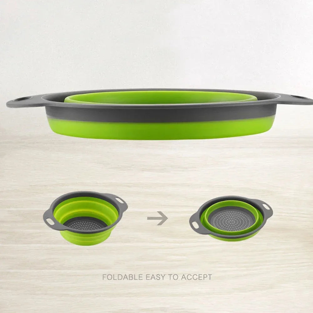 Escurridor plegable de silicona, cesta para lavar frutas y verduras, colador plegable, escurridor plegable, herramienta de almacenamiento de cocina
