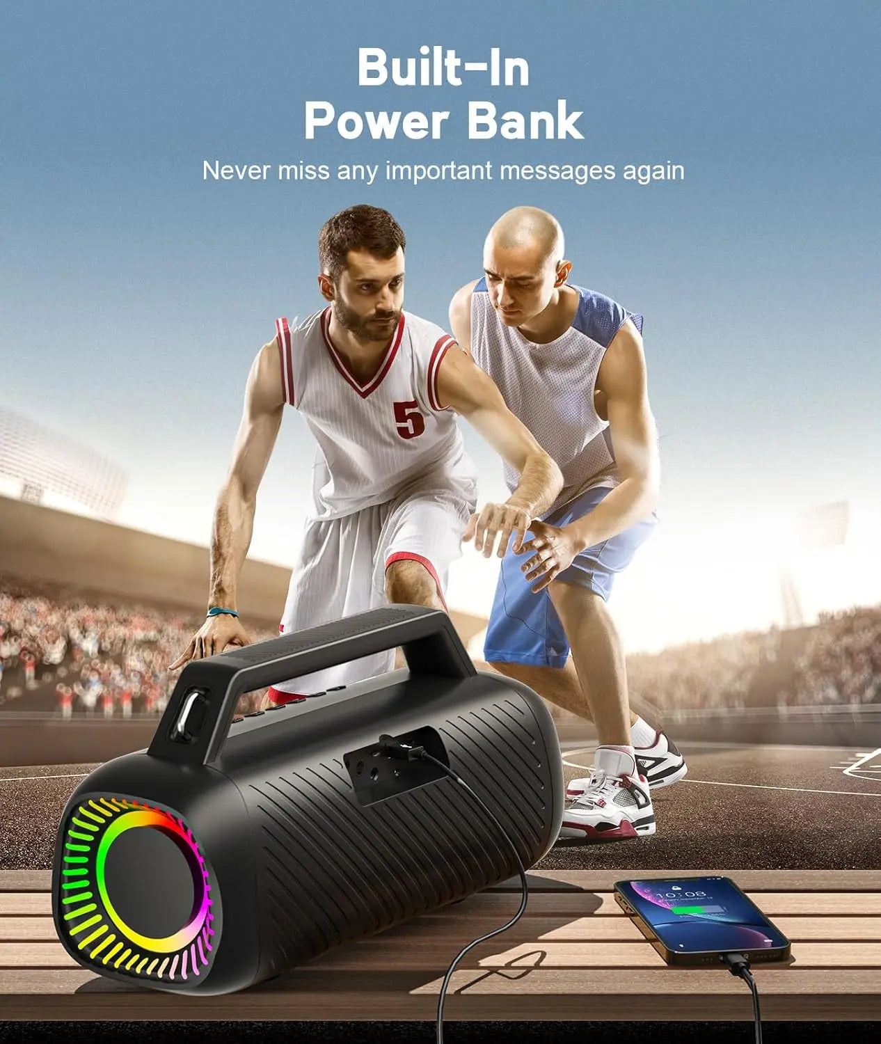 Altavoces Ortizan de 60W (80W de Pico) Inalámbricos Bluetooth con Bajos Potentes, Altavoces Subwoofer Grandes Inalámbricos Bluetooth 5.3 con Banco de Energía