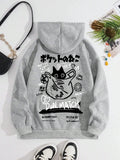 Sudadera con Capucha de Gato Negro Estilo Japonés para Hombre y Mujer, Informal, Deportiva, de Dibujos Animados, de Manga Larga, para Otoño e Invierno