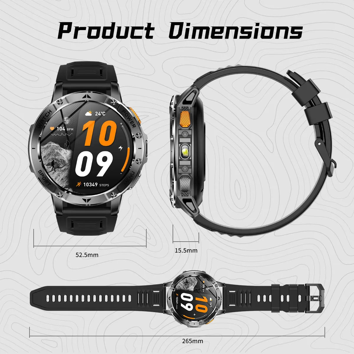Reloj Inteligente 1400mAh AMOLED Linterna