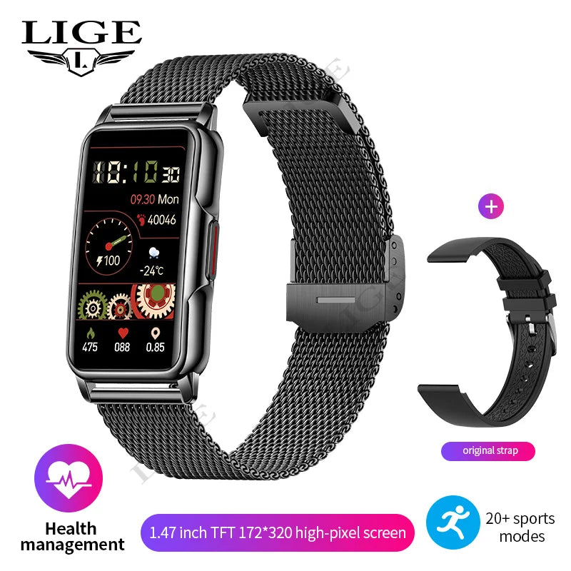 Smartwatch deportivo con frecuencia cardíaca 1,47" para mujer y hombre
