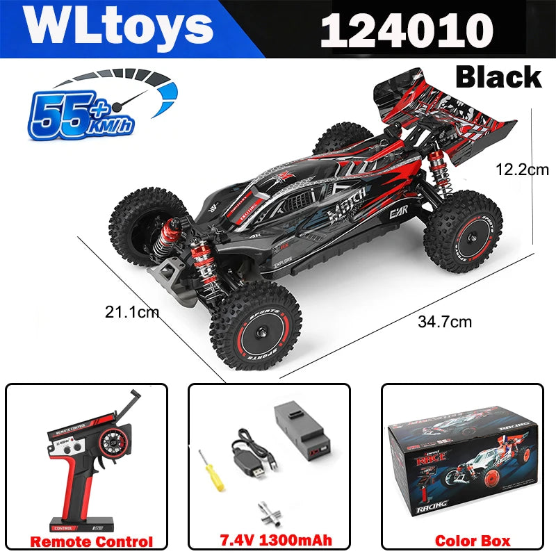 WLtoys 1/12 Autos RC 124008 124010 2.4G de Alta Velocidad   Coche de carreras teledirigido sin escobillas 4WD 60km/h, juguete para niños y adultos, regalo