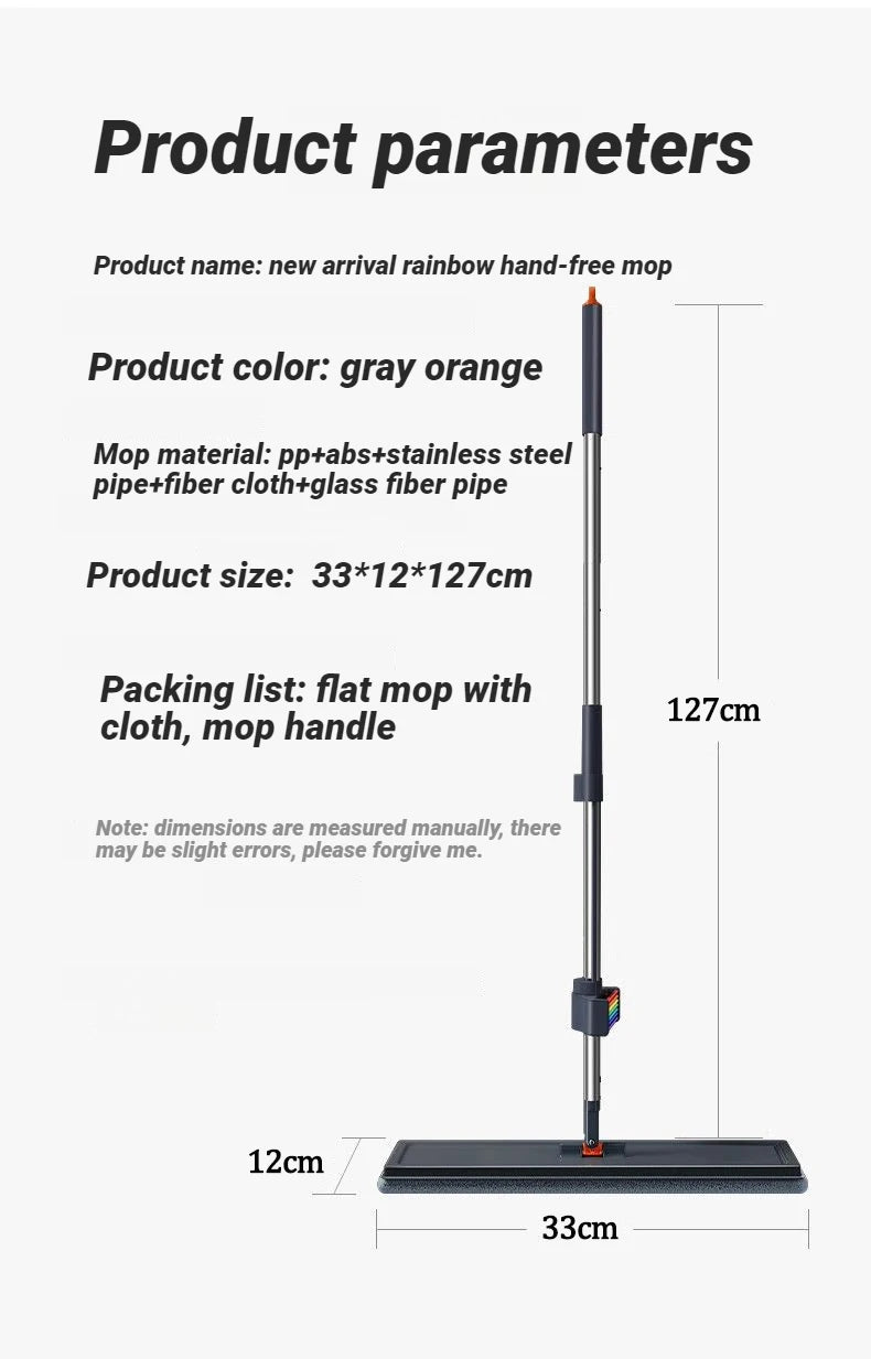 Fregona plana giratoria JOYBOS manos libres, 360° y cabezal de microfibra