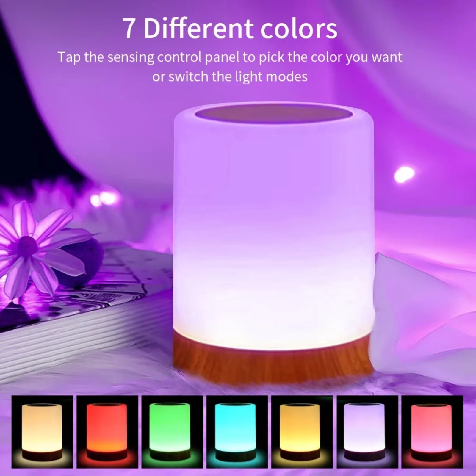 Lámpara de Mesa Táctil RGB Recargable USB con Luz Nocturna