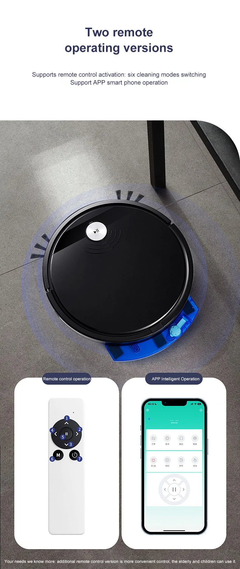 Robot Aspirador 3 en 1, 2800Pa, Control Remoto y App, Barrido Húmedo y Seco