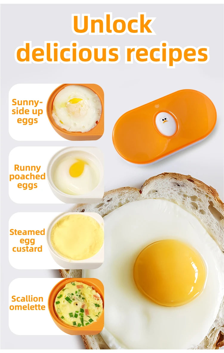 Joie-pulidor de huevos doble para microondas, cazador de huevos, caja de huevos fritos, caja de huevos al vapor para desayuno, herramientas para huevos, herramienta de cocina