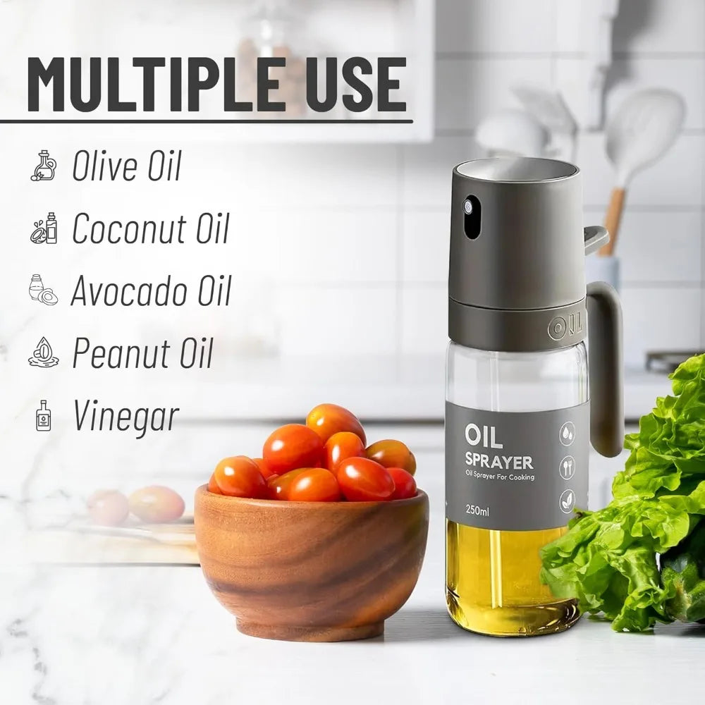 Pulverizador de aceite, herramientas de cocina para cocinar, pulverizador de aceite de vidrio de borosilicato, botella pulverizadora de aceite de 250ml para barbacoa, cocina, hornear y asar