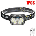 Linterna frontal 9 LED recargable USB con sensor movimiento