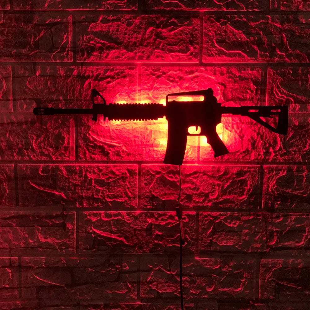 Lámpara de Pared LED 3D Pistola Luz Nocturna USB