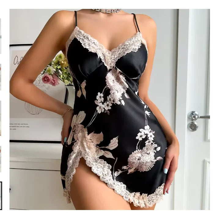 Nuevo vestido de dormir de seda de hielo, Falda corta fina transpirable de verano para mujer, ropa para el hogar, vestido de seda sintética, pijama sexy