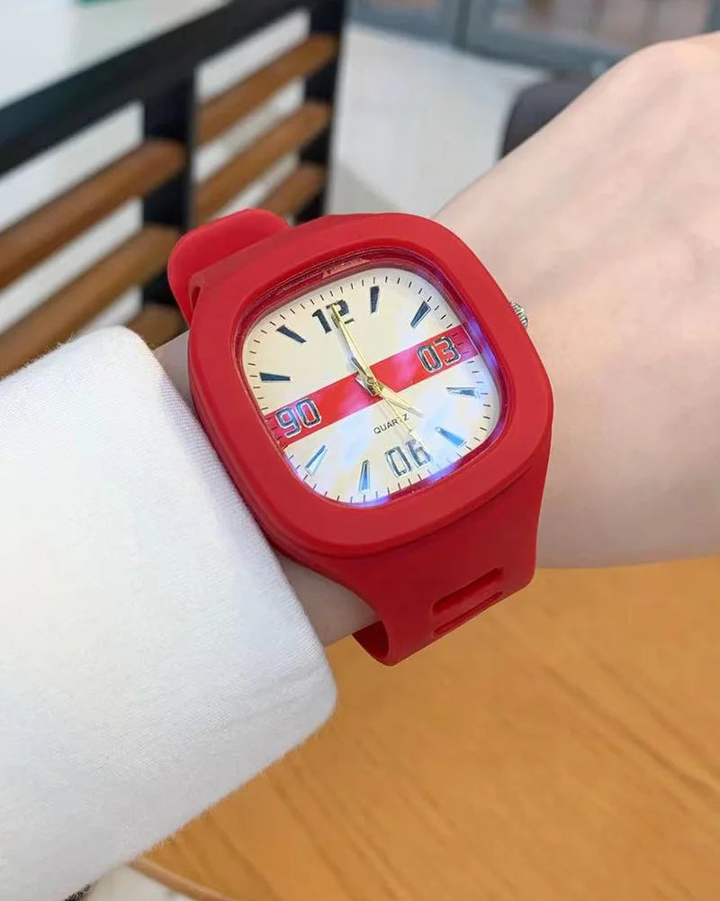 Reloj de Cuarzo Cuadrado para Mujer, Correa Silicona