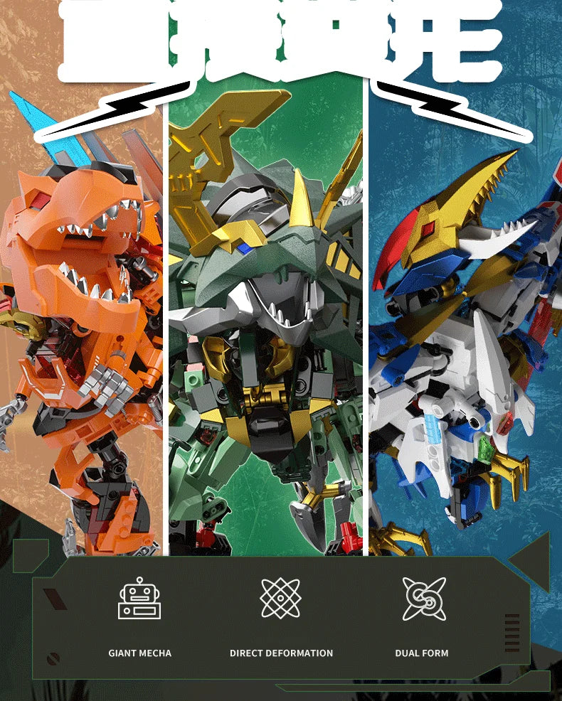 Bloques de construcción para niños, juguete de ladrillos para armar dinosaurio Mecha rex, serie F5-A0007, 2 en 1