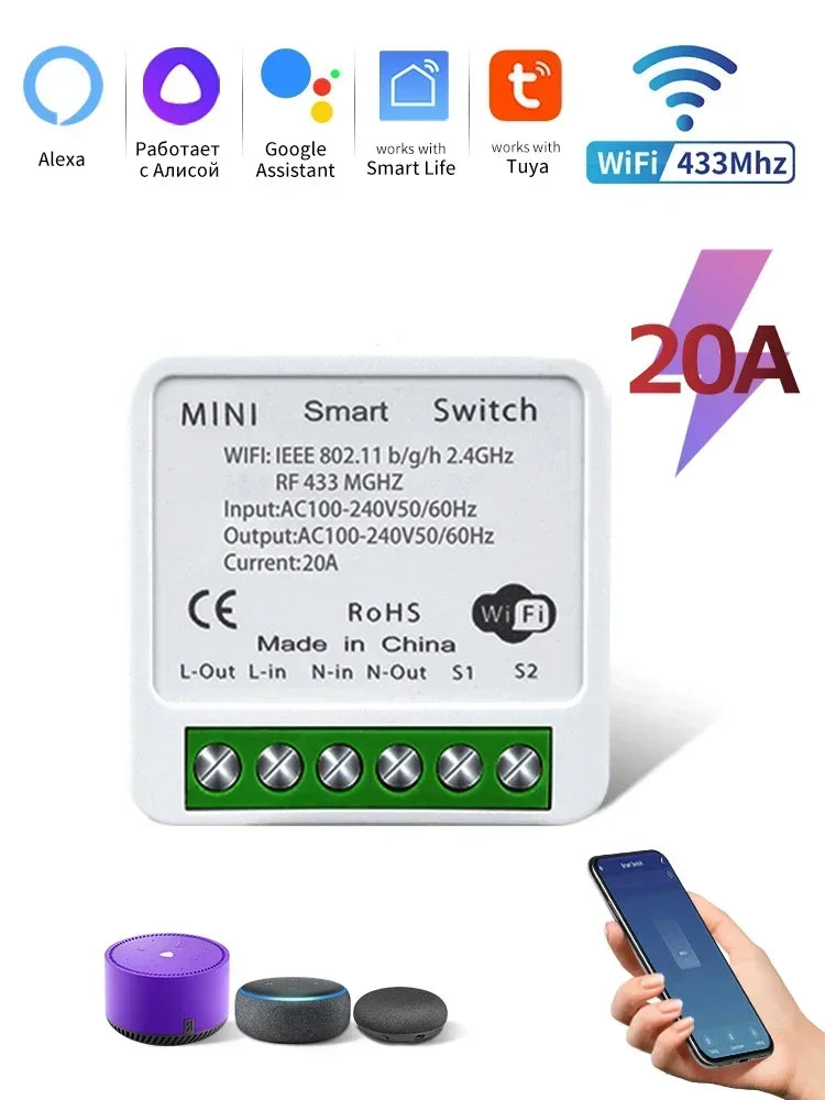 Interruptor WiFi Inteligente Tuya 16A 20A con Receptor