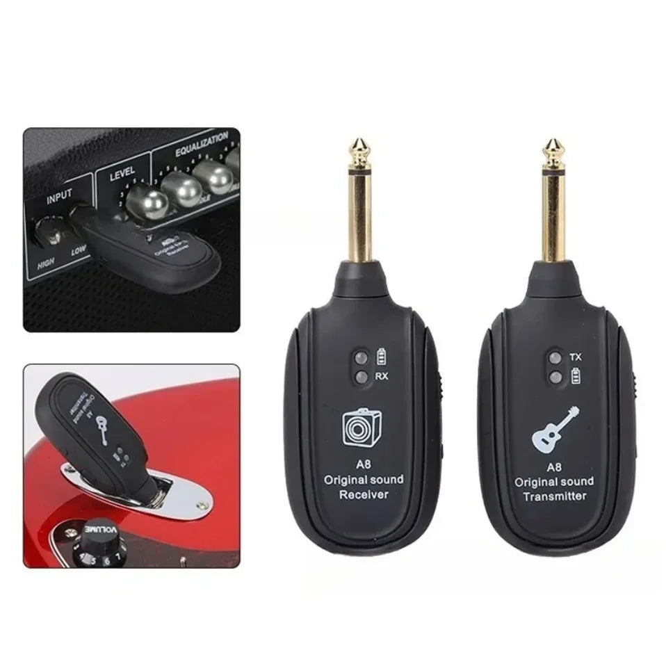 Transmisor y receptor inalámbrico para guitarra de 50M, sonido original sin demora, recargable, para guitarra eléctrica, bajo, ukelele, uso en escenario y estudio.