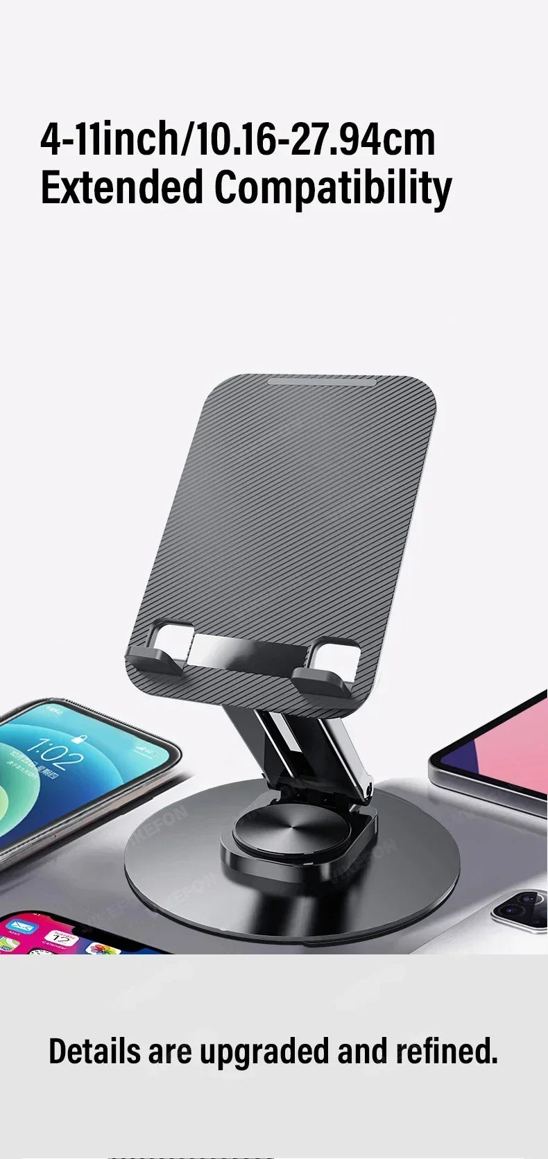 360 °   Soporte Giratorio para Teléfono, Tablet y Laptop, Antideslizante, para Escritorio, Oficina y Caminadora, Compatible con iPhone 17, 16, Samsung S26, S25