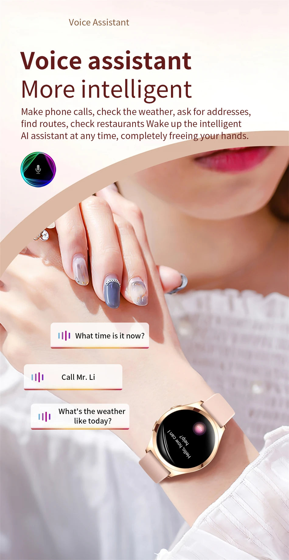 Smartwatch LIGE para mujer con pantalla HD 1,27" y monitor de salud