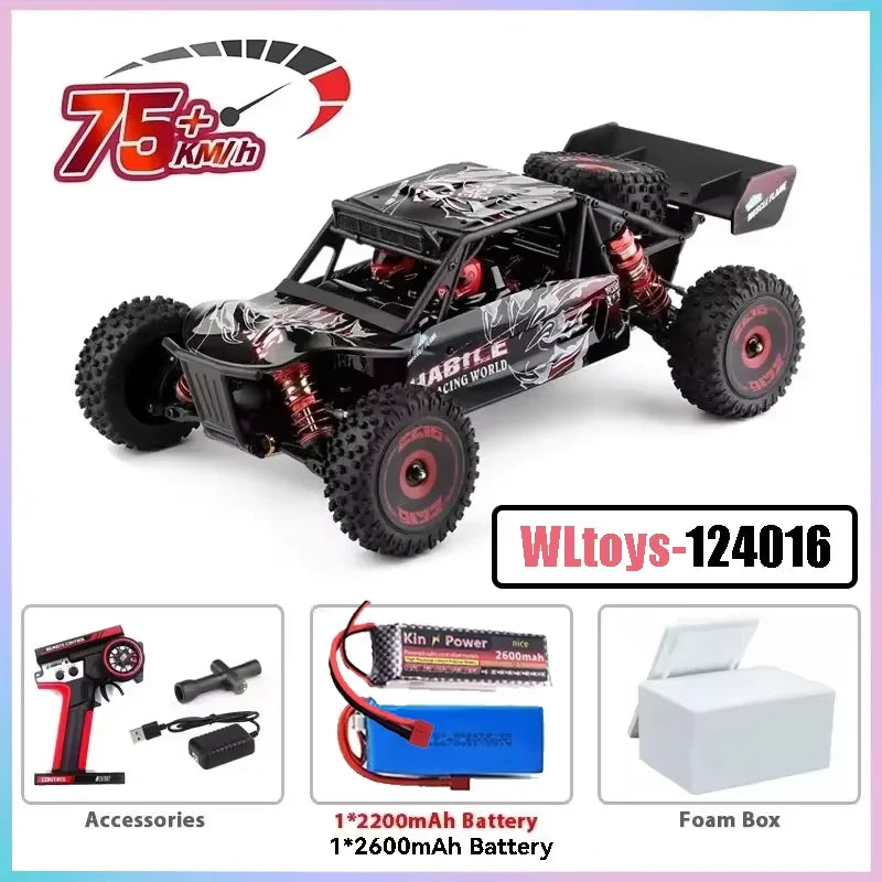 75 KM/H WLtoys 124016 V8 RC coche sin escobillas 4WD eléctrico de alta velocidad todoterreno Control remoto Drift Rc coches para adultos Juguetes