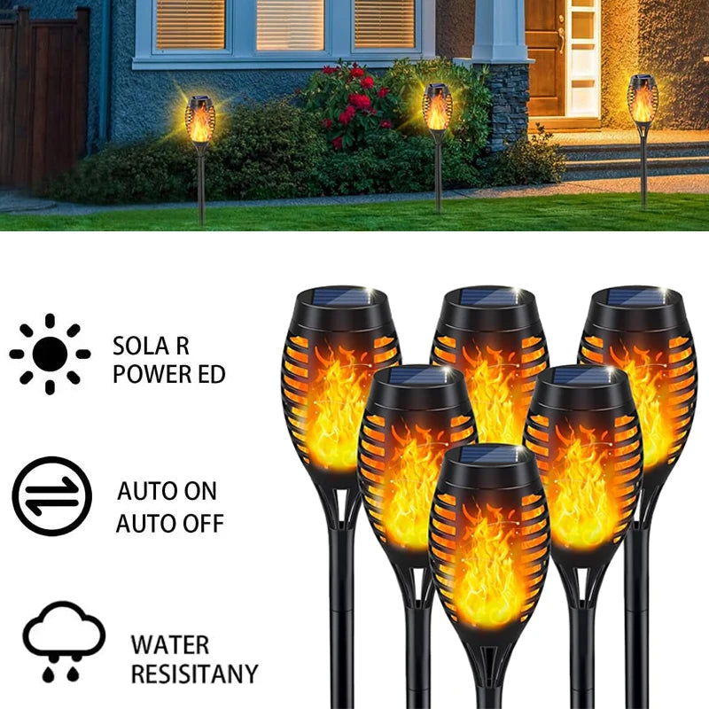 Antorcha Solar de Llama LED para Jardín Impermeable Decoración Exterior