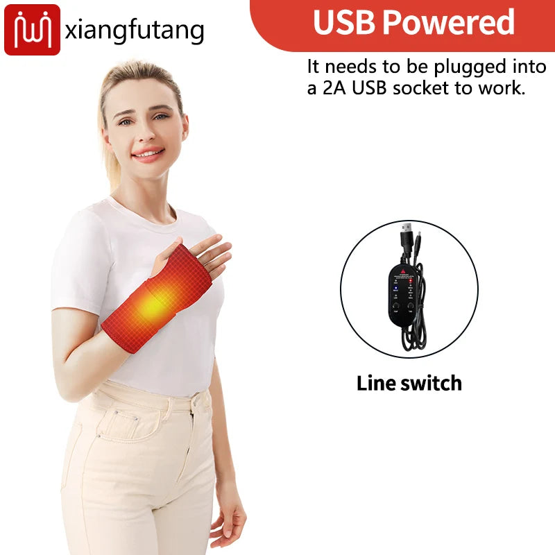 Masajeador Eléctrico USB para Muñeca y Mano con Calor y Vibración