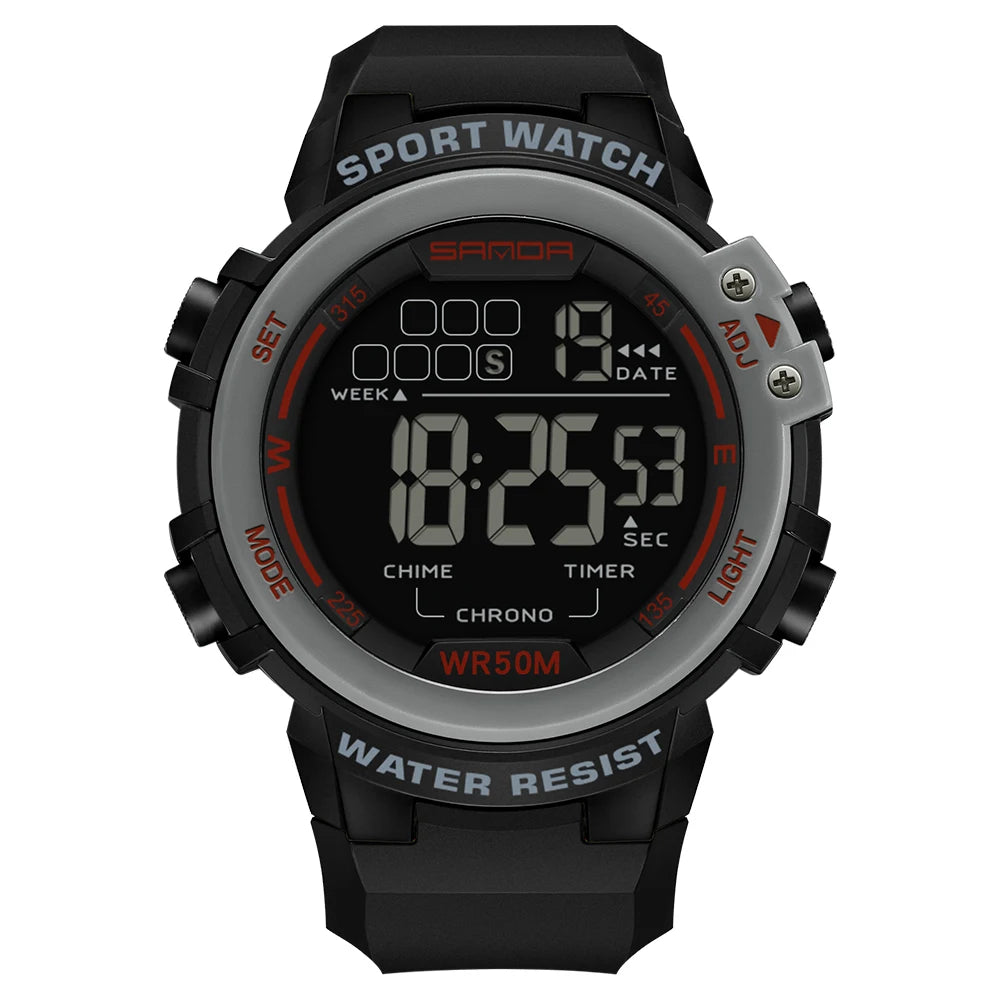 Reloj Digital SANDA 2140 Chrono para Hombre, 5 Bar Multifunción Deportivo