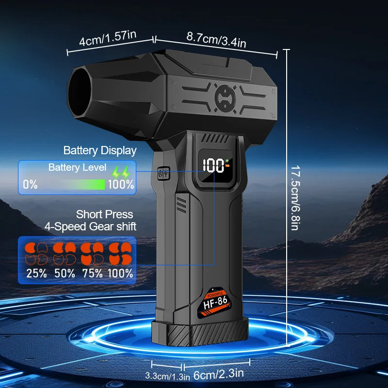 Soplador y aspirador turbo 2 en 1 para coche, hogar y PC, batería 10000 mAh