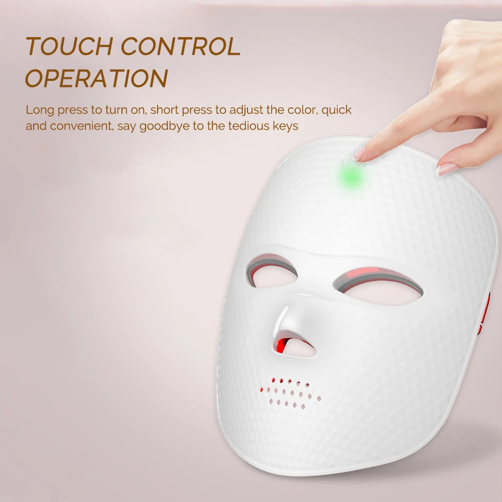 Máscara LED inalámbrica, máscara facial LED de 7 colores, máquina de máscara de belleza para rejuvenecimiento antienvejecimiento reafirmante de la piel con fotones