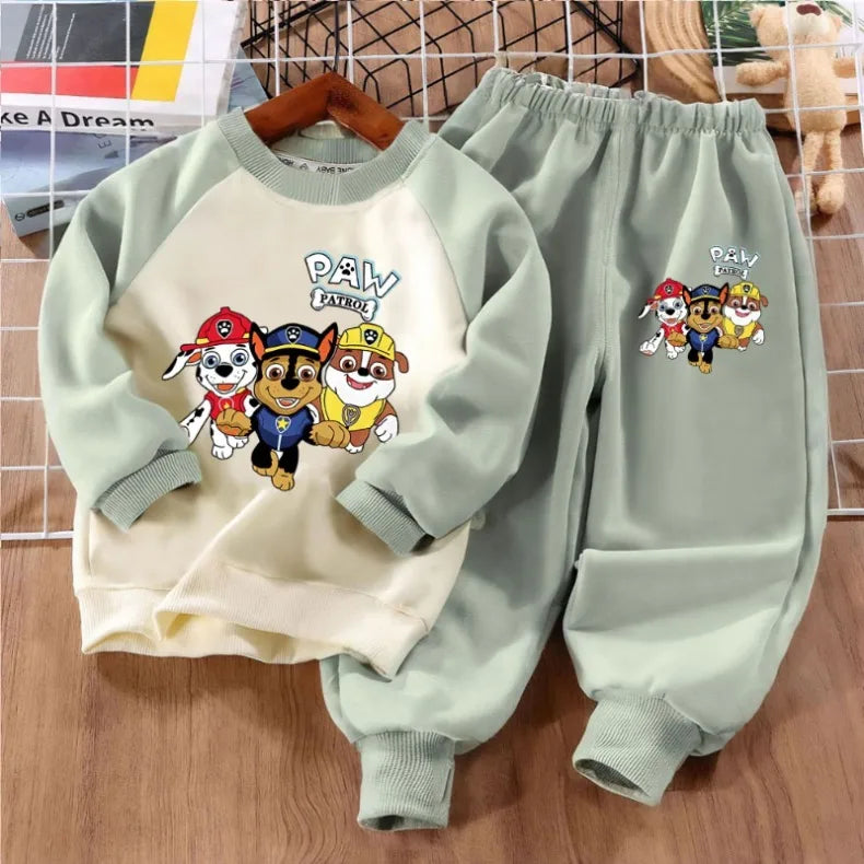 Conjuntos de Ropa Deportiva para Niños con Estampado de Patrulla Canina, Primavera Otoño, Sudadera con Cuello Redondo y Pantalones, Conjunto de 2 Piezas