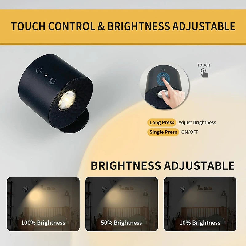 Lámpara LED de Pared Doble Cabezal Táctil 360°