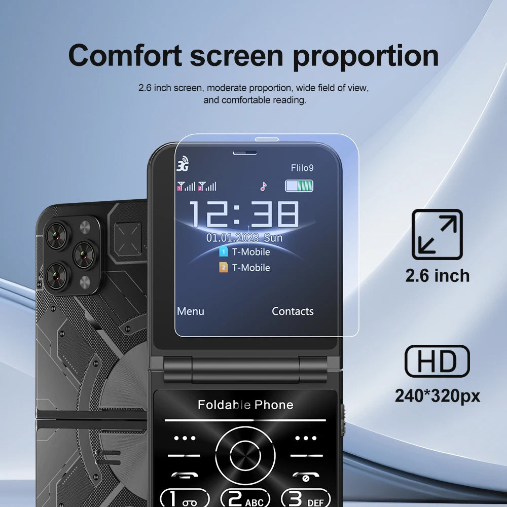 SERVO Flilo9 Teléfono Plegable 3G Doble SIM con Grabación y Radio FM