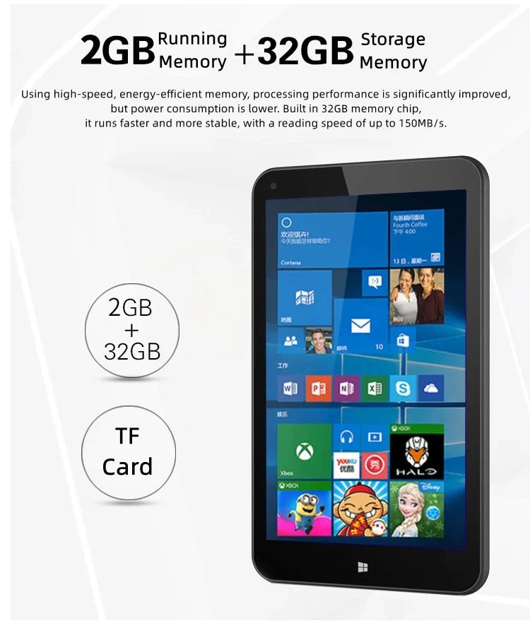 Venta al por Mayor de Tablets AR1 de 8 Pulgadas con Windows 10, 8 GB de RAM, 128 GB de ROM, Intel Z3735F/Z8300 Quad Core, Cámaras Duales, Pantalla IPS de 1280 x 800, WIFI