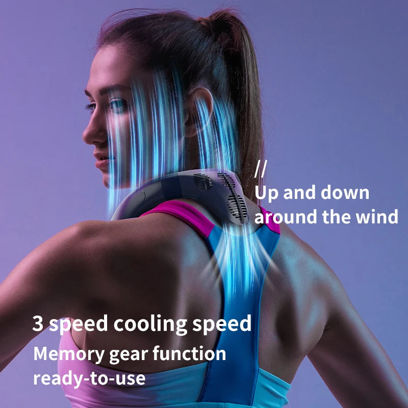 Nuevo ventilador de cuello portátil, aire acondicionado de cuello de 5200mAh, ventilador de refrigeración Semiconductor recargable, ventilador Personal para exteriores, refrigerador portátil