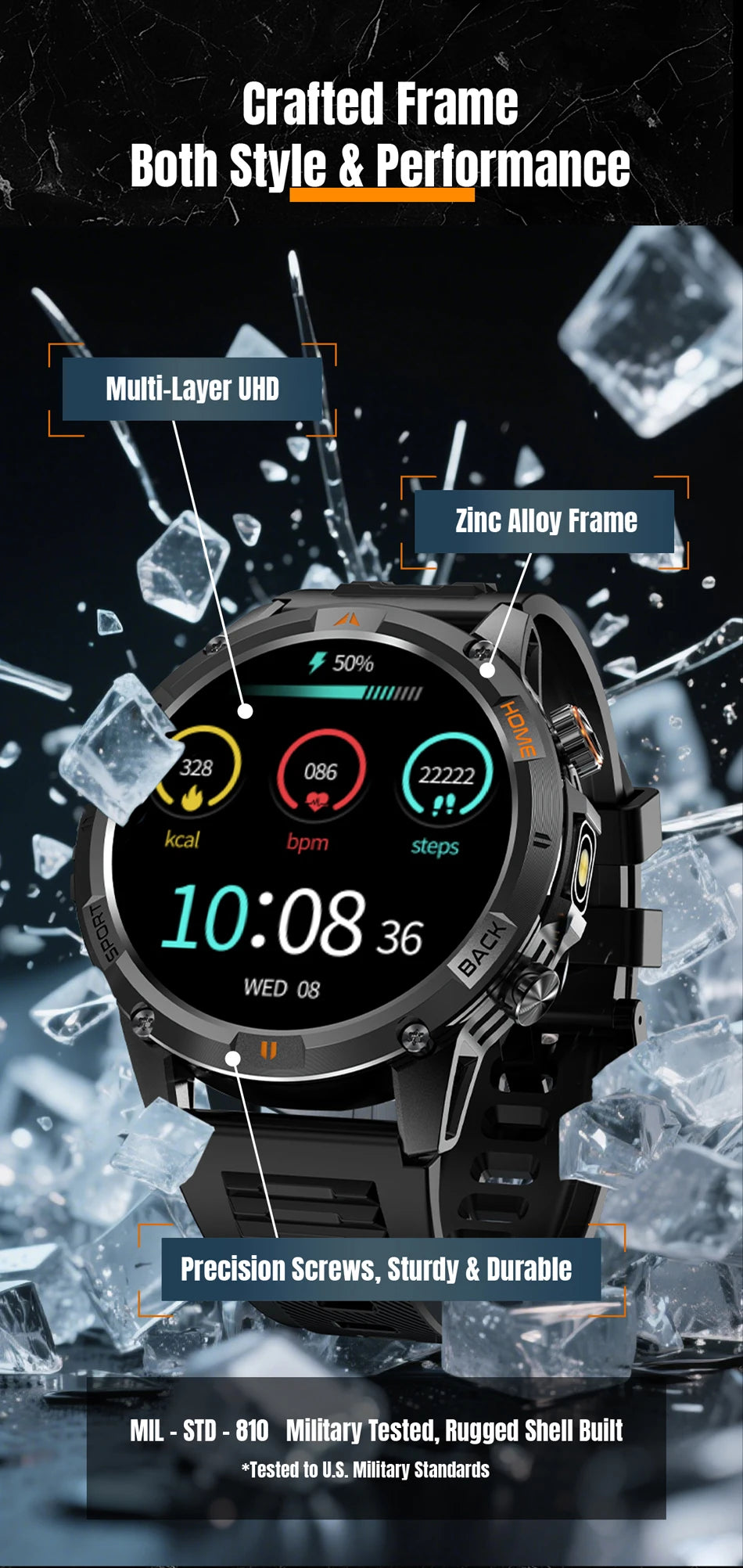 Reloj Inteligente Deportivo GPS Natación 3ATM