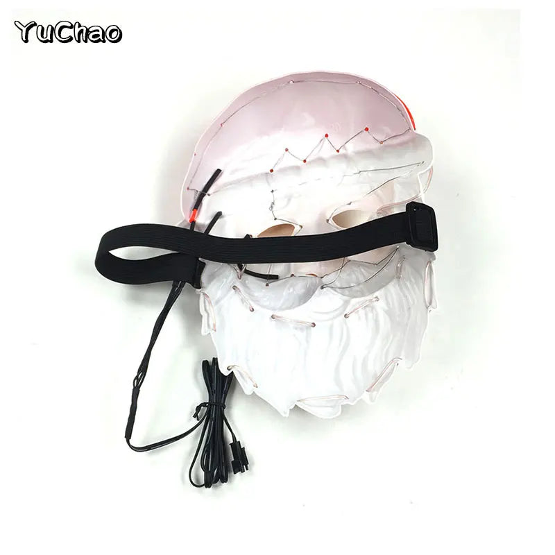 Máscara de fiesta de Navidad, mascarada de Navidad, Cosplay, Papá Noel, máscara LED, accesorios divertidos para disfraz de fiesta, regalo de Navidad, juguete para niños