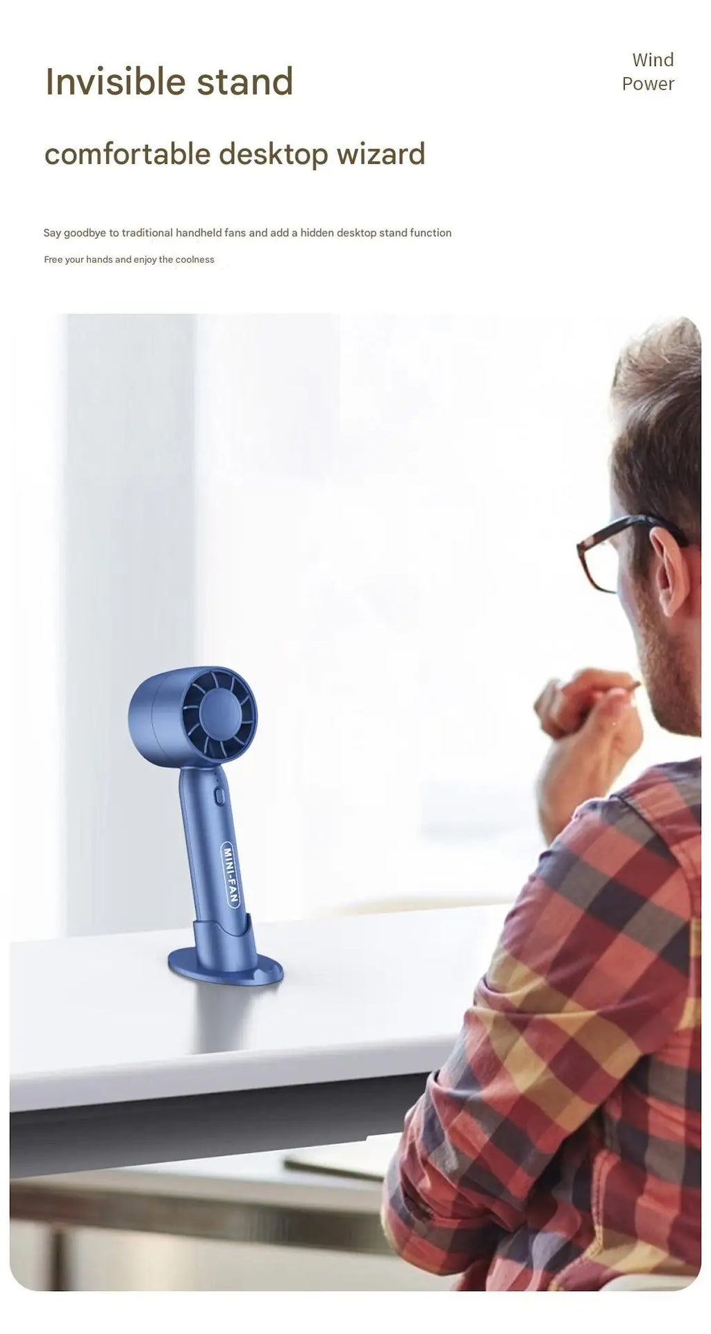 Turbo ventilador pequeño de mano con carga USB, mini soporte de escritorio ligero portátil para exteriores con batería de larga duración