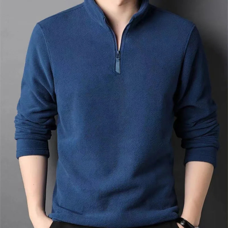 Buzo de Cuello Alto Antipilling para Hombre | Ajustado, Color Sólido