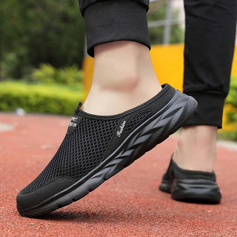YRZL Zapatos Casuales Hombres Verano Medio Zapatos Zapatillas Diapositivas Slip on Zapatos Hombres Malla Transpirable Suave Cómodo Zapatillas para Hombres