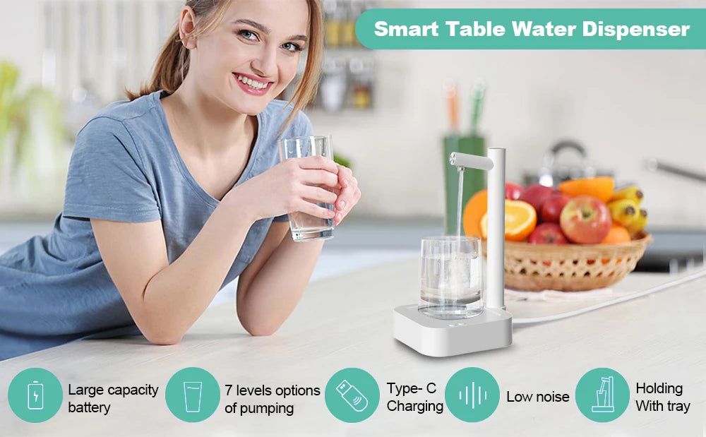 Dispensador de agua eléctrico portátil con bomba automática recargable
