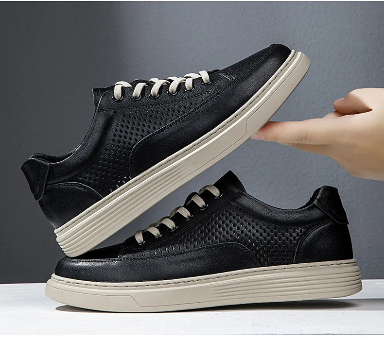 Zapatos Casuales de Cuero Genuino para Hombre - Suela Gruesa