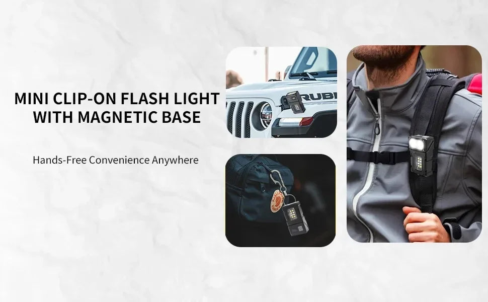 Mini Linterna LED COB Recargable USB con Imán Camping Emergencia
