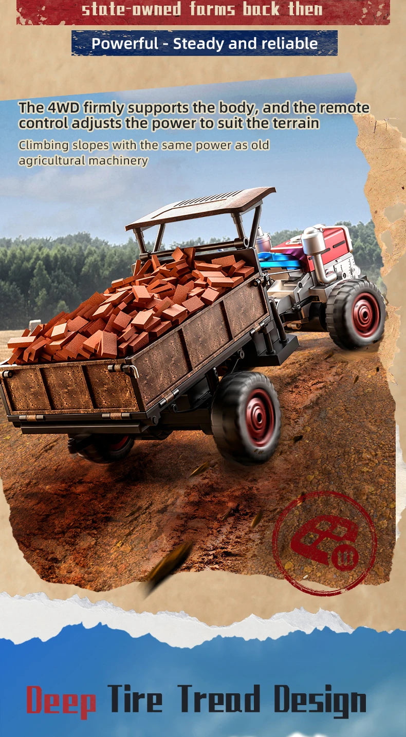 Tractor RC 4WD a Escala 1:18 con Sonidos y Luces, Control 2.4G