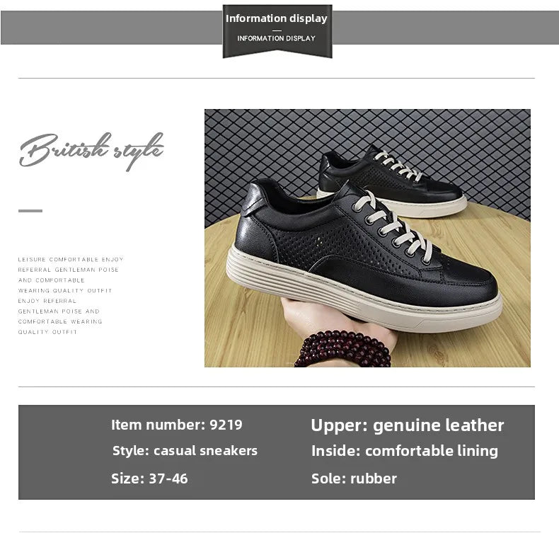 Zapatos Casuales de Cuero Genuino para Hombre - Suela Gruesa