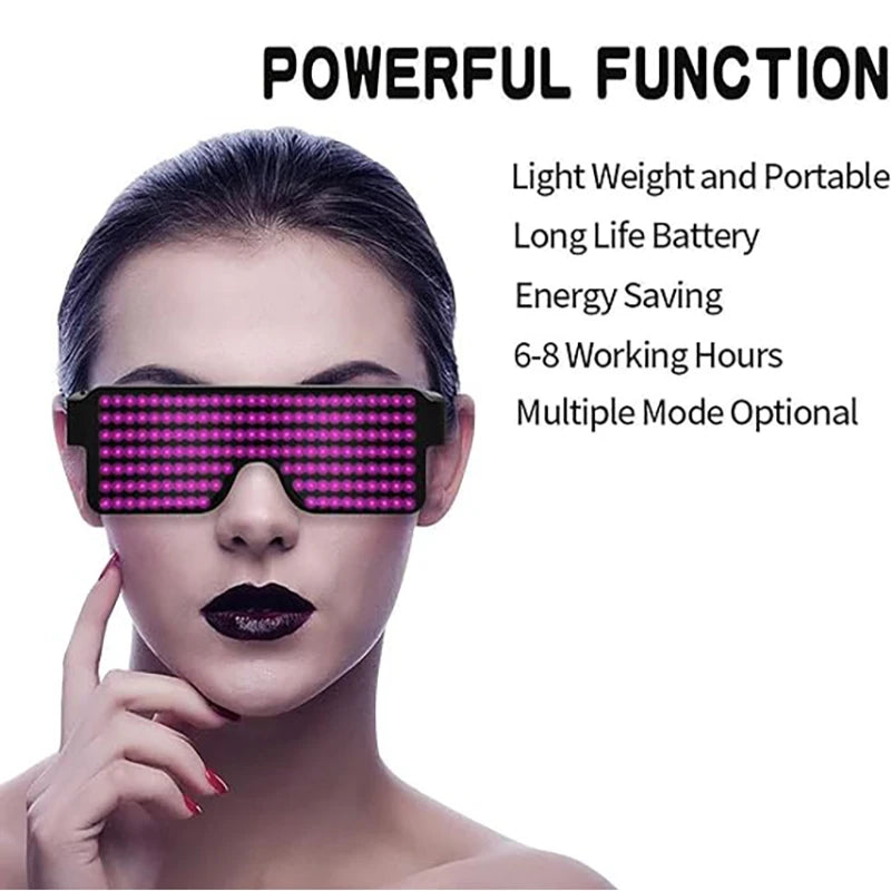 Gafas de fiesta Led con carga USB multilingüe, gafas luminosas intermitentes Led, concierto de Navidad, fiesta de cumpleaños, vacaciones, gafas de sol brillantes