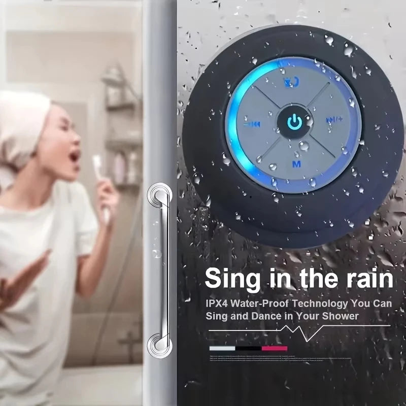 Parlante Bluetooth Impermeable con LED y Ventosa para Baño