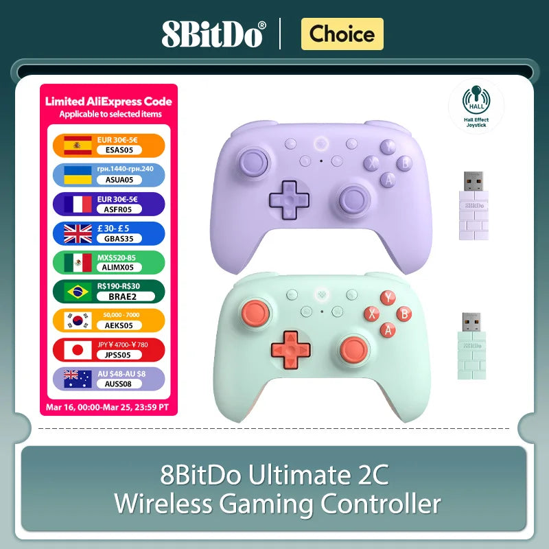 Controlador de juegos inalámbrico 8BitDo Ultimate 2C para PC, Windows 10, 11, Steam Deck, Raspberry Pi, accesorios para mando Android