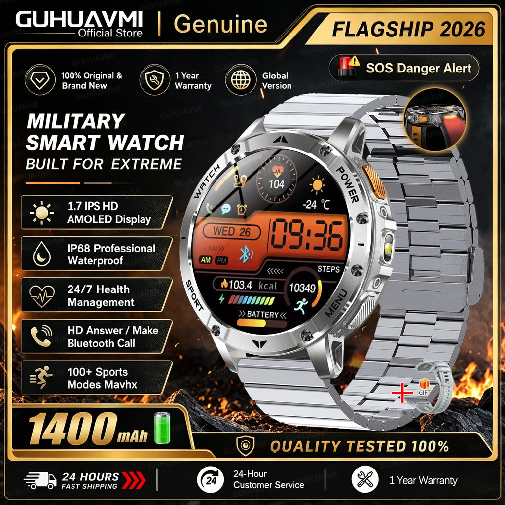 Reloj Inteligente 1400mAh AMOLED Linterna