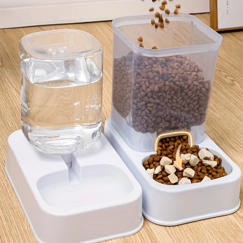 Comedero automático para perros y gatos con bebedero, juego de cuencos y bebederos para comida para mascotas, Control inteligente de porciones para perros y gatos, sin batería